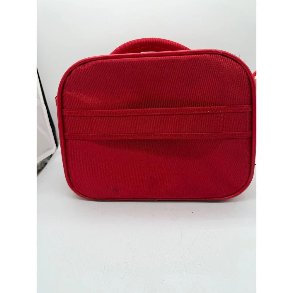 United Colors of Benetton Red Vanity Case Travel Cosmetic Bag Mirror Organizer